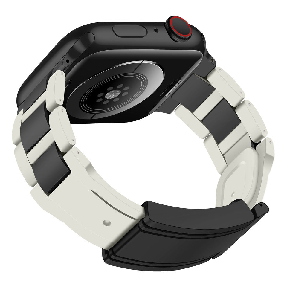 T-Type Magnetic Snap Stainless Steel Silicone Band For Apple Watch
